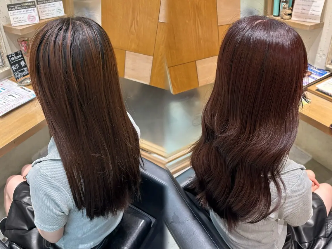 ロング カット ヘアカラー トリートメント ヘッドスパ 透明感グレージュ/ 縮毛矯正/静岡のヘアスタイル