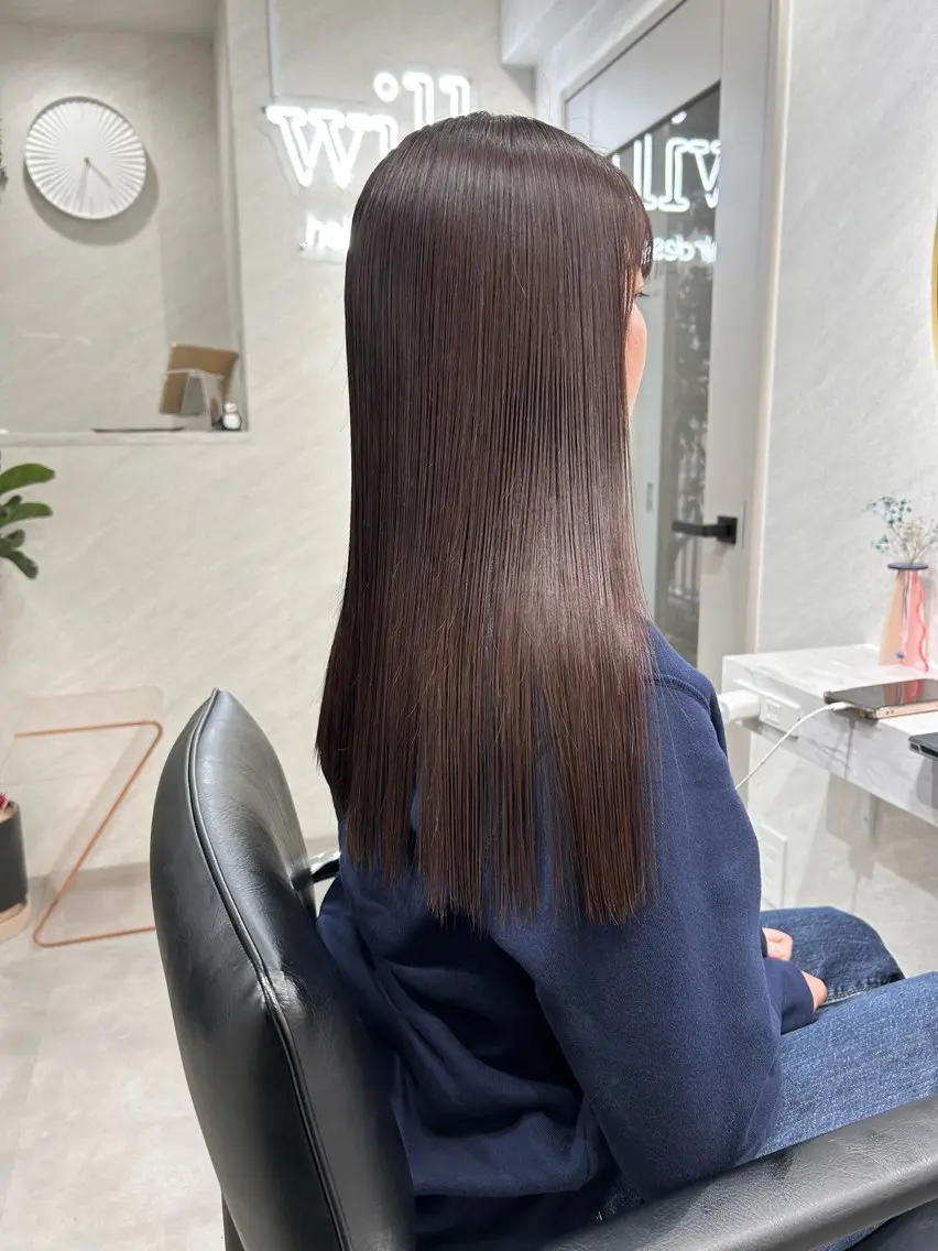 ロング カラー カット ヘアカラー 縮毛矯正 トリートメント 髪質改善will hairdesignのヘアスタイル