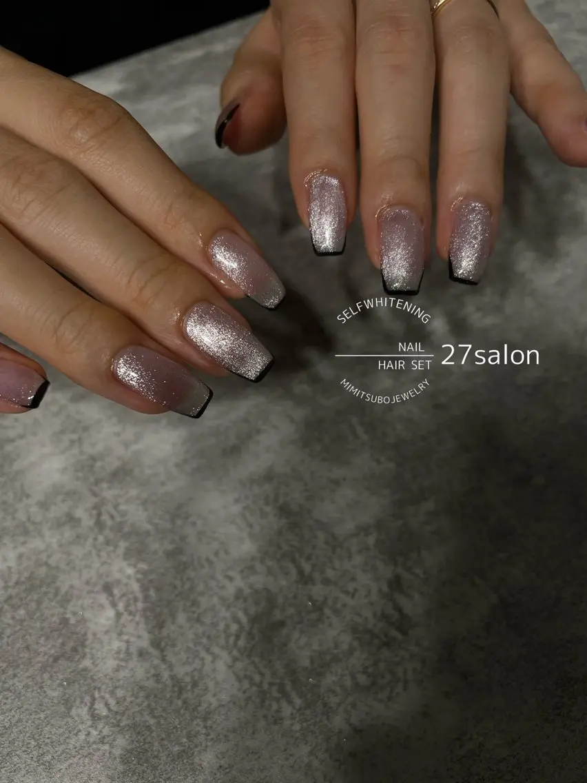 ネイル フレンチネイル マグネットネイル ハンドネイル 27salon yuinaのネイルデザイン