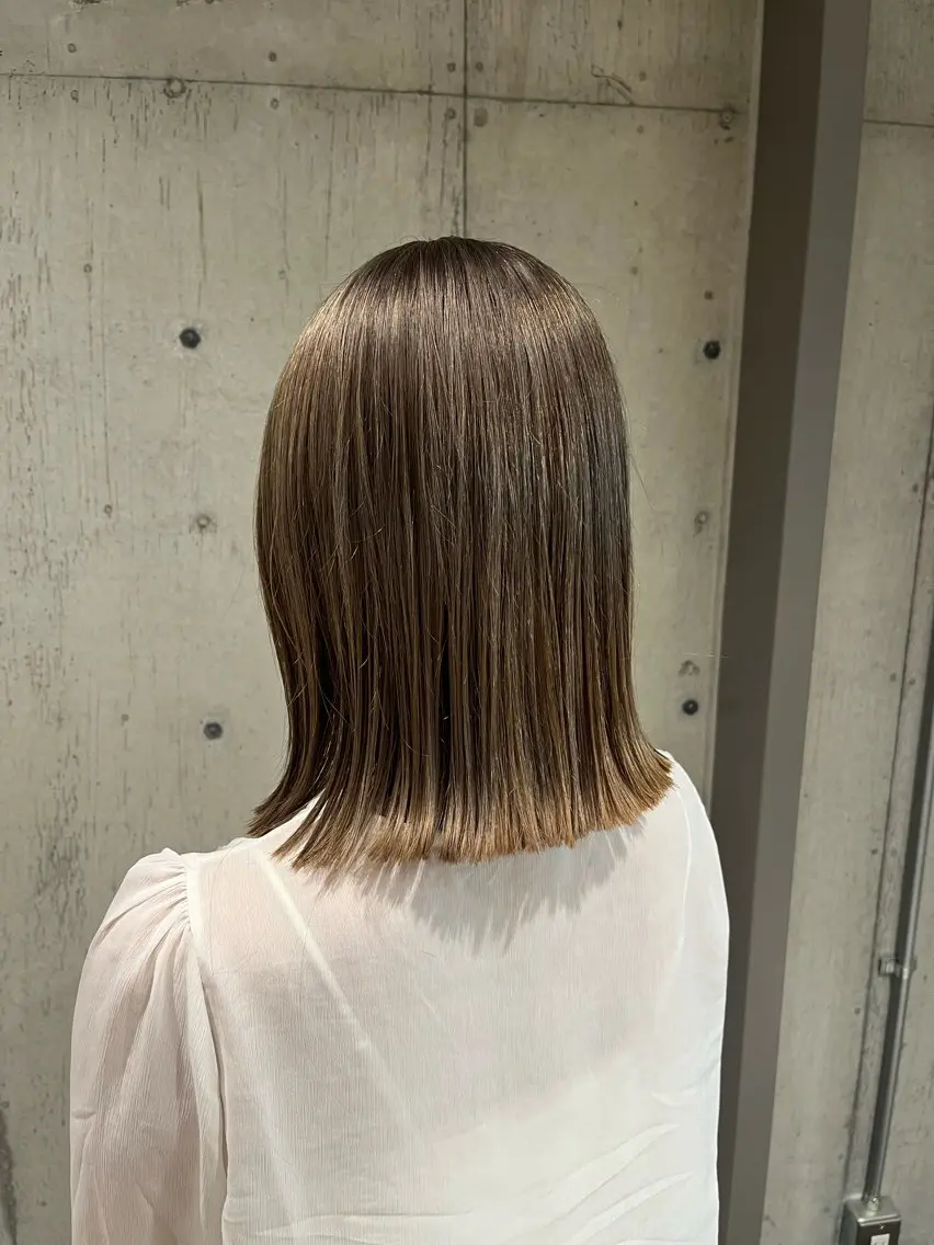 ミディアム カラー ヘアアレンジ ヘアカラー トリートメント 🍀透明感カラー×垢 抜けボブ リクト💥のヘアスタイル