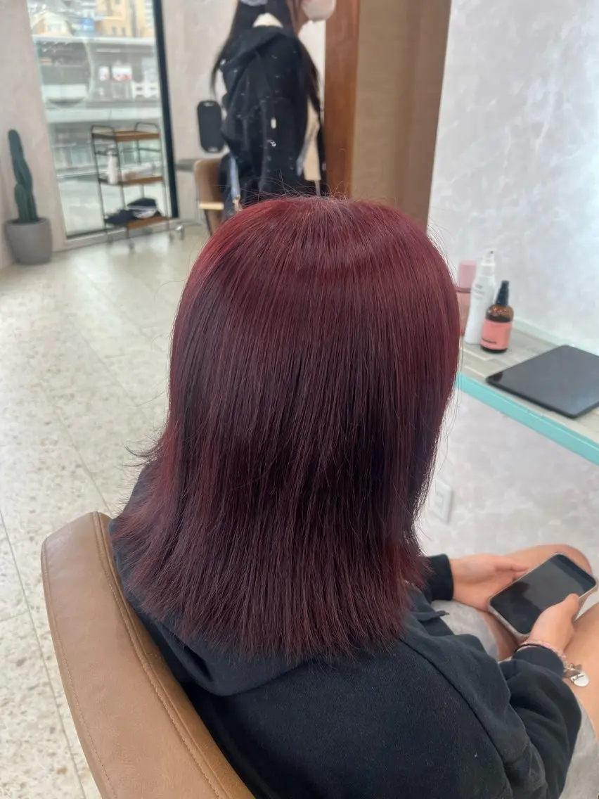 ミディアム カラー ブリーチ ダブルカラー ブリーチなしカラー レッドカラー 近藤 叶大のヘアスタイル