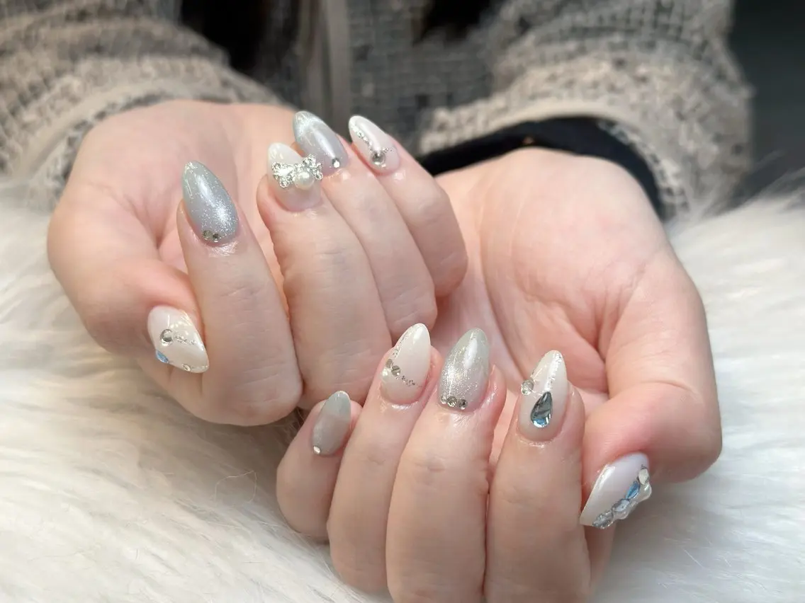 ネイル アートネイル 成人式 ジェルネイル ニュアンスネイル 夏ネイル NIE NAIL Luxeのネイルデザイン