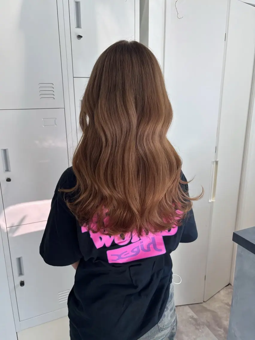 ロング カラー ブリーチ ブラウンカラー ヘアカラー トリートメント recipe la couleurちずのヘアスタイル