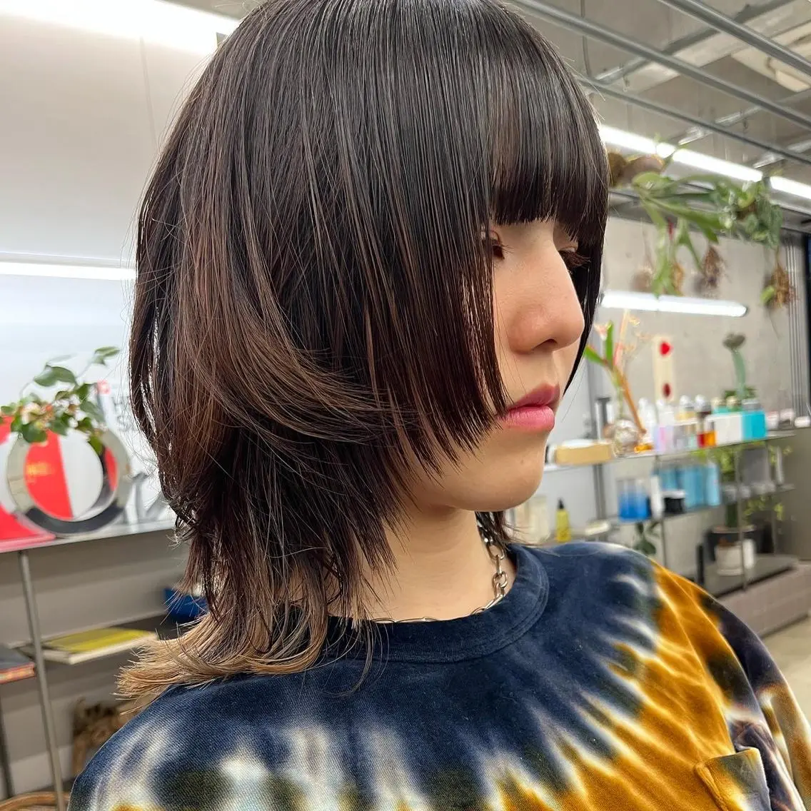 セミロング カット ダブルカラー/ ケアブリーチ/クニトのヘアスタイル