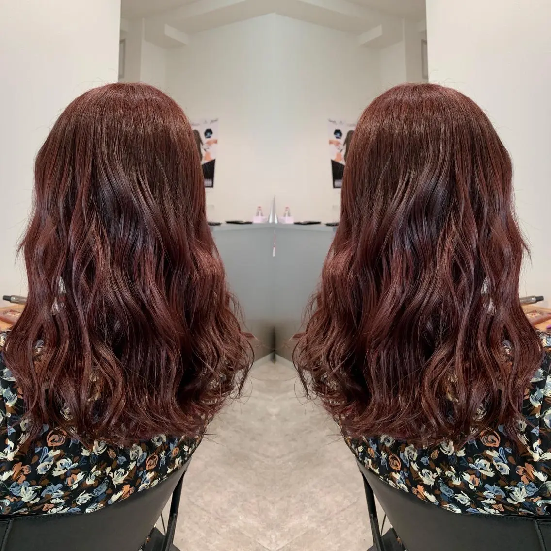 セミロング カラー アッシュ バレイヤージュ ベージュカラー ブロンド ブルーカラー レイヤーカット/ 艶カラー/RYOMAのヘアスタイル