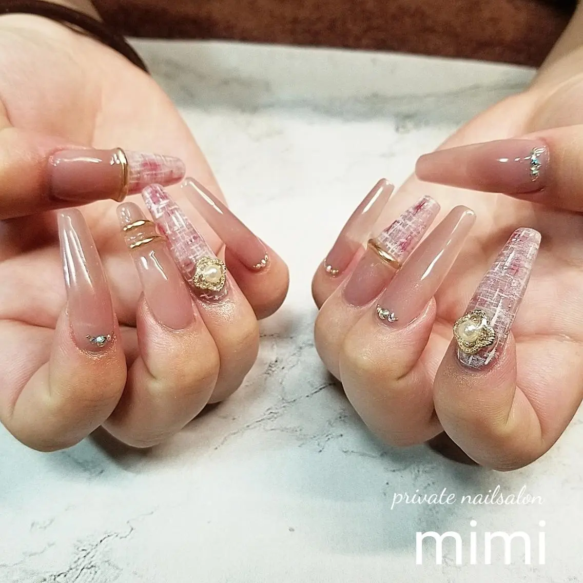 ネイル ピンク ピンクベージュ ハンドネイル 博多ネイル ｍｉｍｉのネイルデザイン