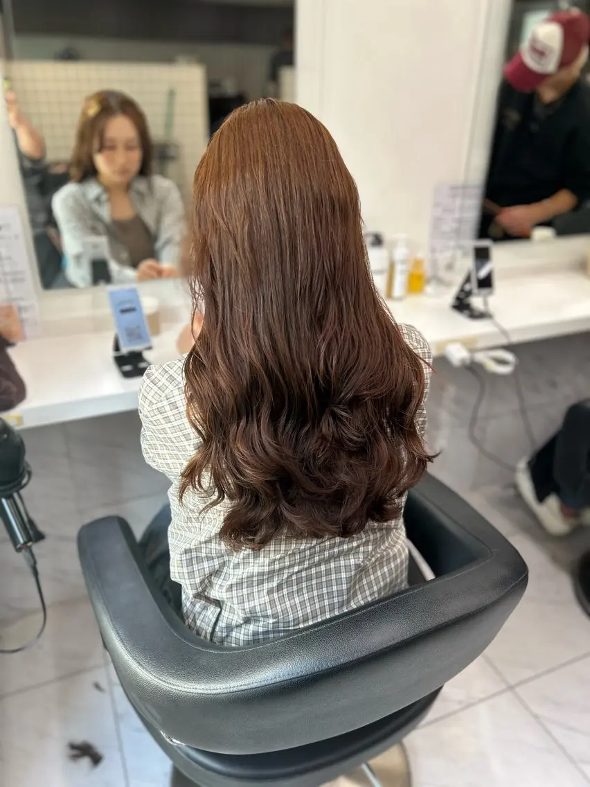 セミロング カラー パーマ ヘアアレンジ メンズ キッズ 🦋縮毛/韓国レイヤ ー/透明感カラー🦋のヘアスタイル
