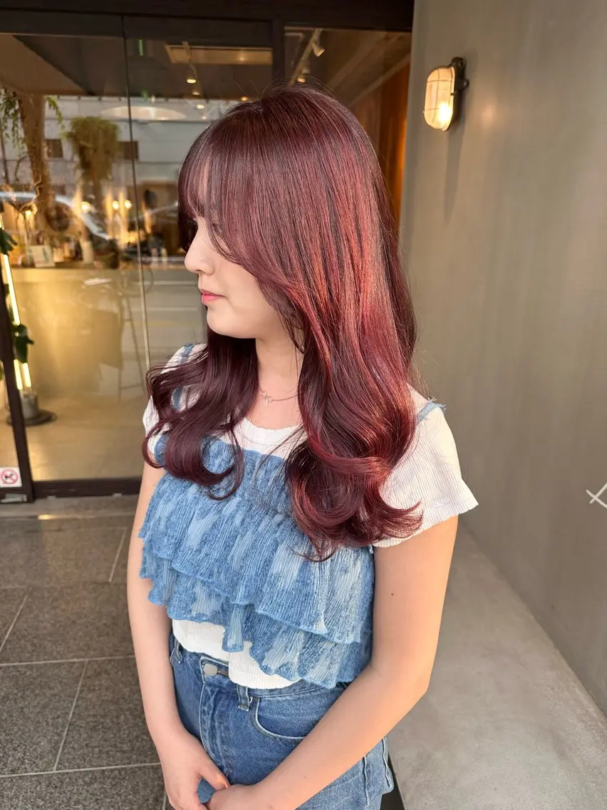 セミロング カラー ピンクカラー ヘアカラー ピンクカラー/ mana🎀のヘアスタイル