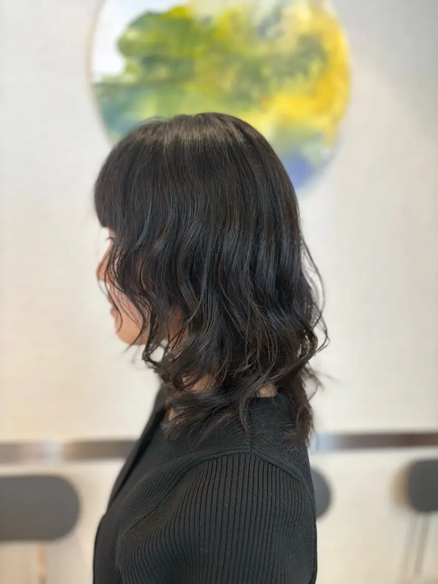 セミロング パーマ エアウェーブ TRIP フクダのヘアスタイル