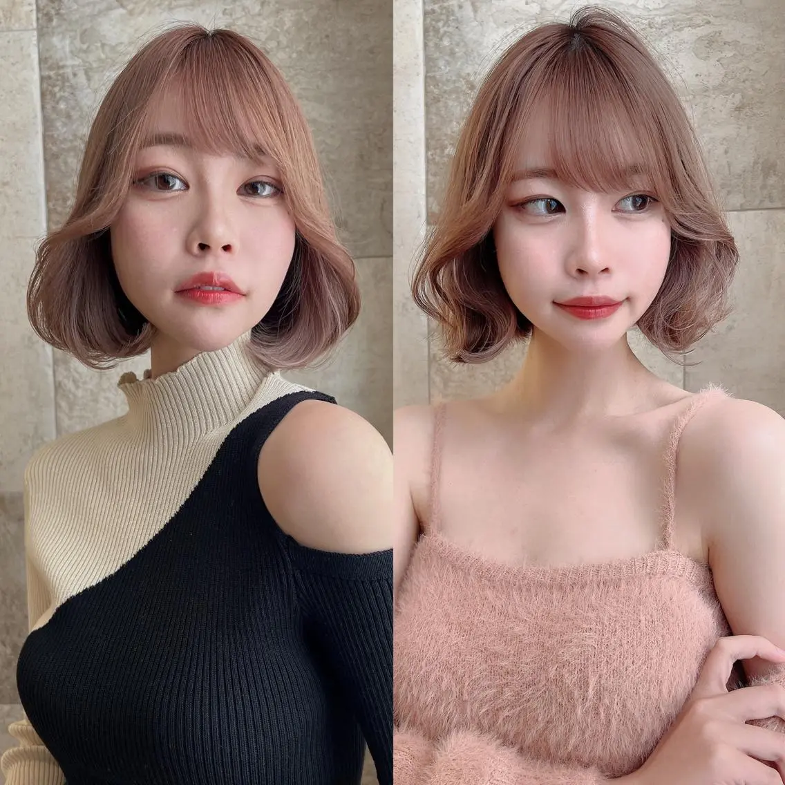 ミディアム カラー ボブ 韓国風ヘア カット ヘアカラー トリートメント 韓国ヘア特化型美容師 カワノマイ🇰🇷のヘアスタイル