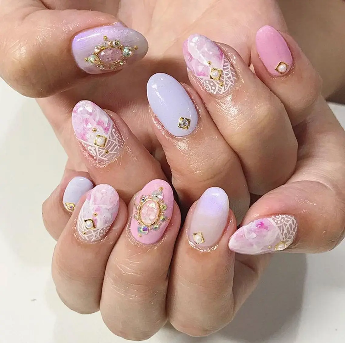 ネイル 渋谷／チップ長さ出し 👑アプレgel-xのネイルデザイン