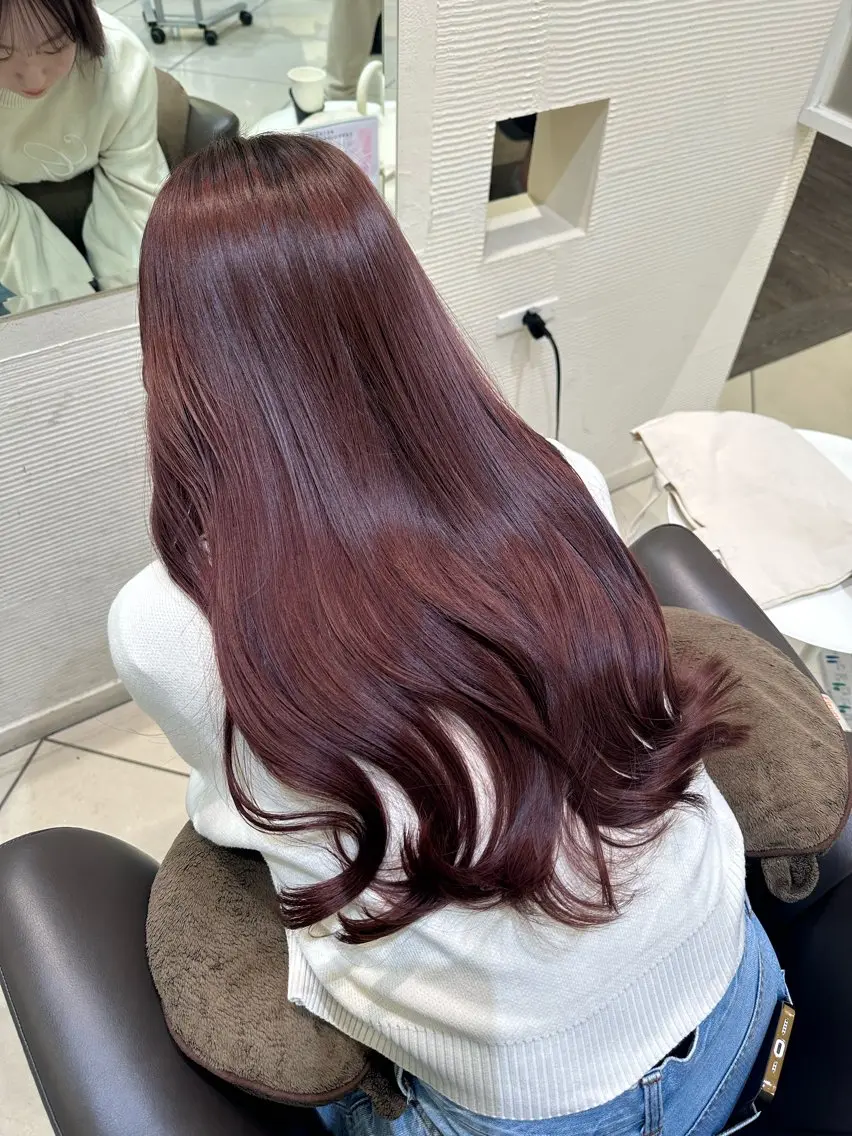 ロング カラー 銀座レイヤーカット ×シースルー前髪のヘアスタイル
