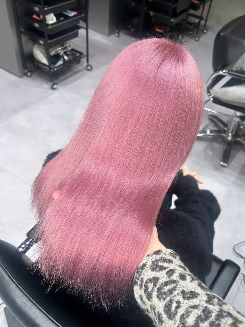 ロング カラー ピンクカラー ヘアカラー トリートメント 💗爆美女製造機💗 ハイトーン-髪質改善のヘアスタイル