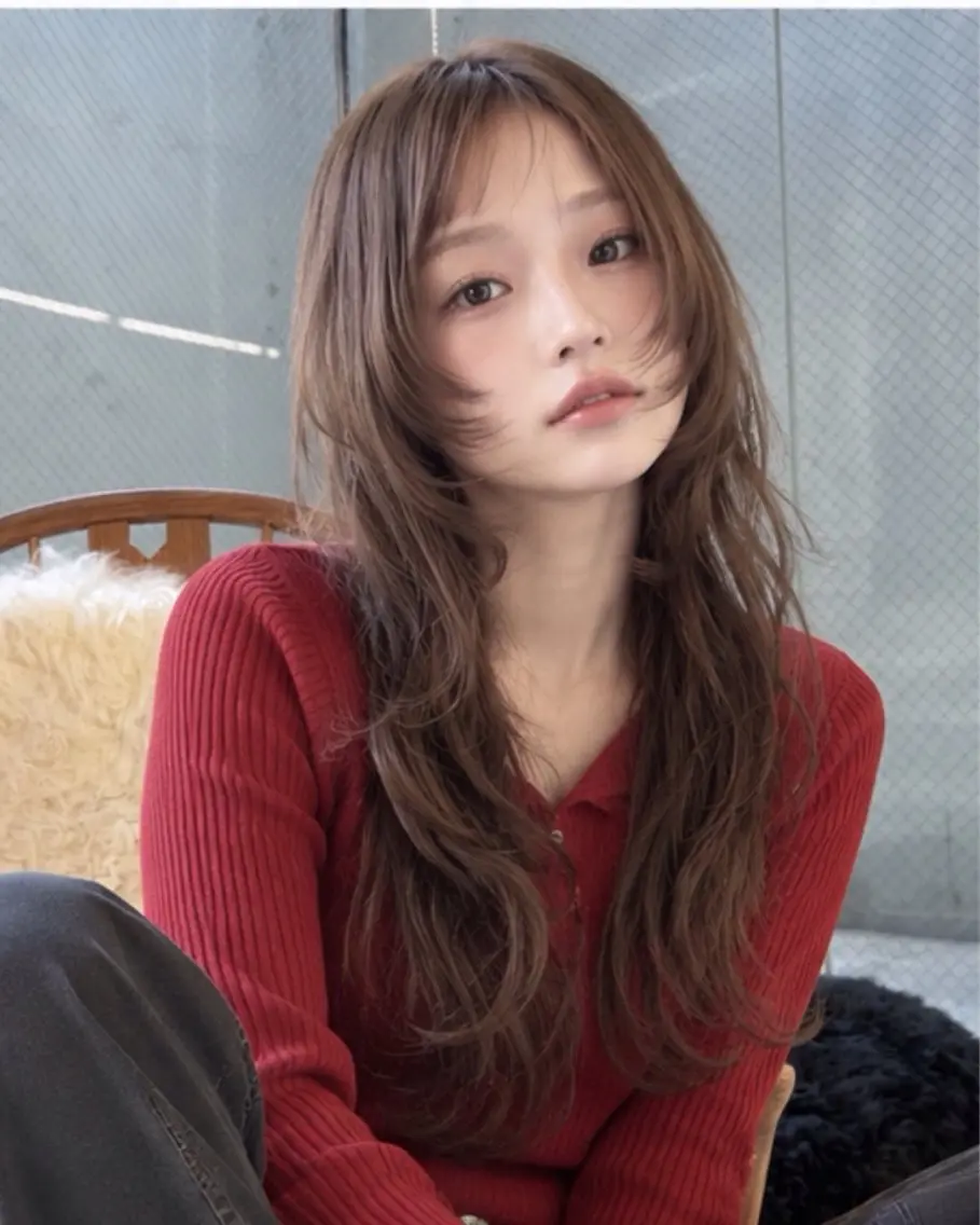 ロング ハッシュカット 韓国風ヘア レイヤーカット トリートメント カット pia 薬院のヘアスタイル