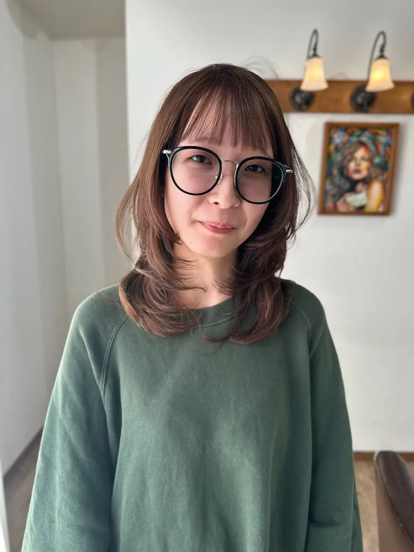 セミロング レイヤーカット カット ヘアカラー トリートメント ✨やわらかヘア✨ ✂️杉浦優仁のヘアスタイル