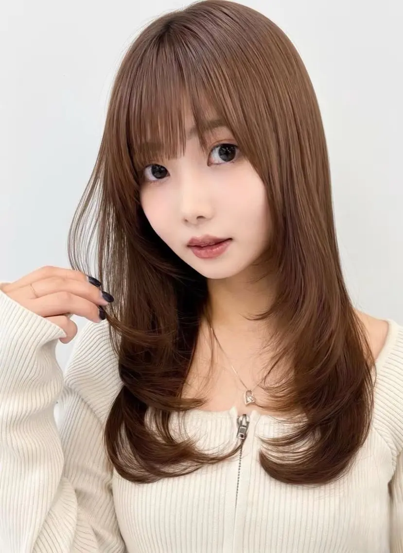 ロング レイヤーカット 髪質改善unjour みゆうのヘアスタイル