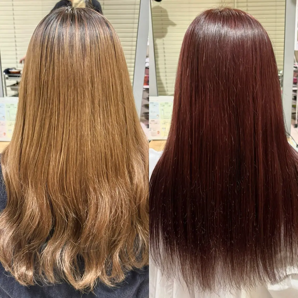 ロング カラー カシス レッドカラー 倉木 優羽のヘアスタイル