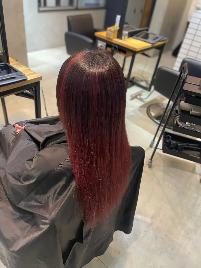 ロング カラー バレイヤージュ レイヤーカット ヘアカラー HAYATA/透明感 /派手髪/ケアブリのヘアスタイル