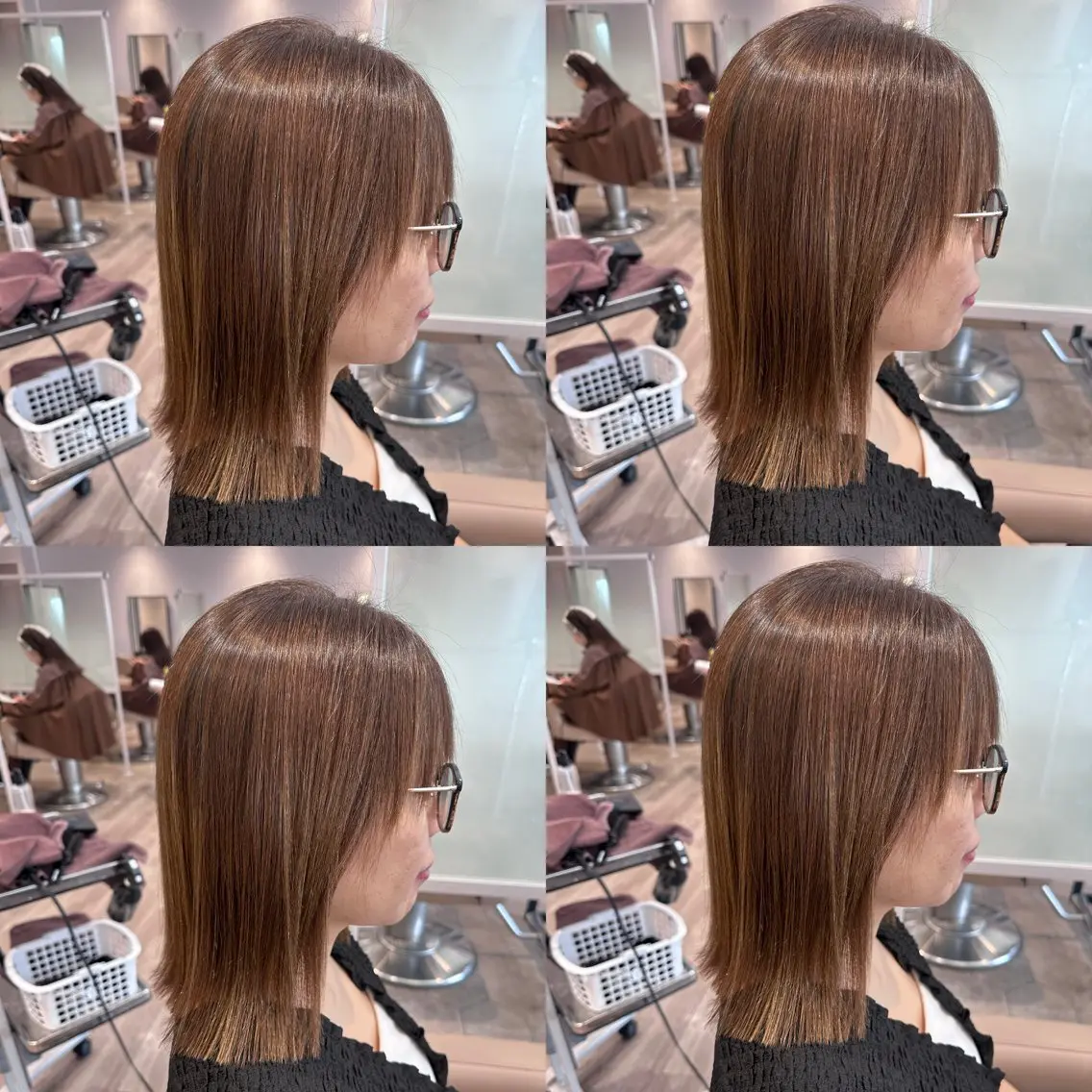 セミロング 縮毛矯正 酸性ストレート センター南 髪質改善 大引 優のヘアスタイル