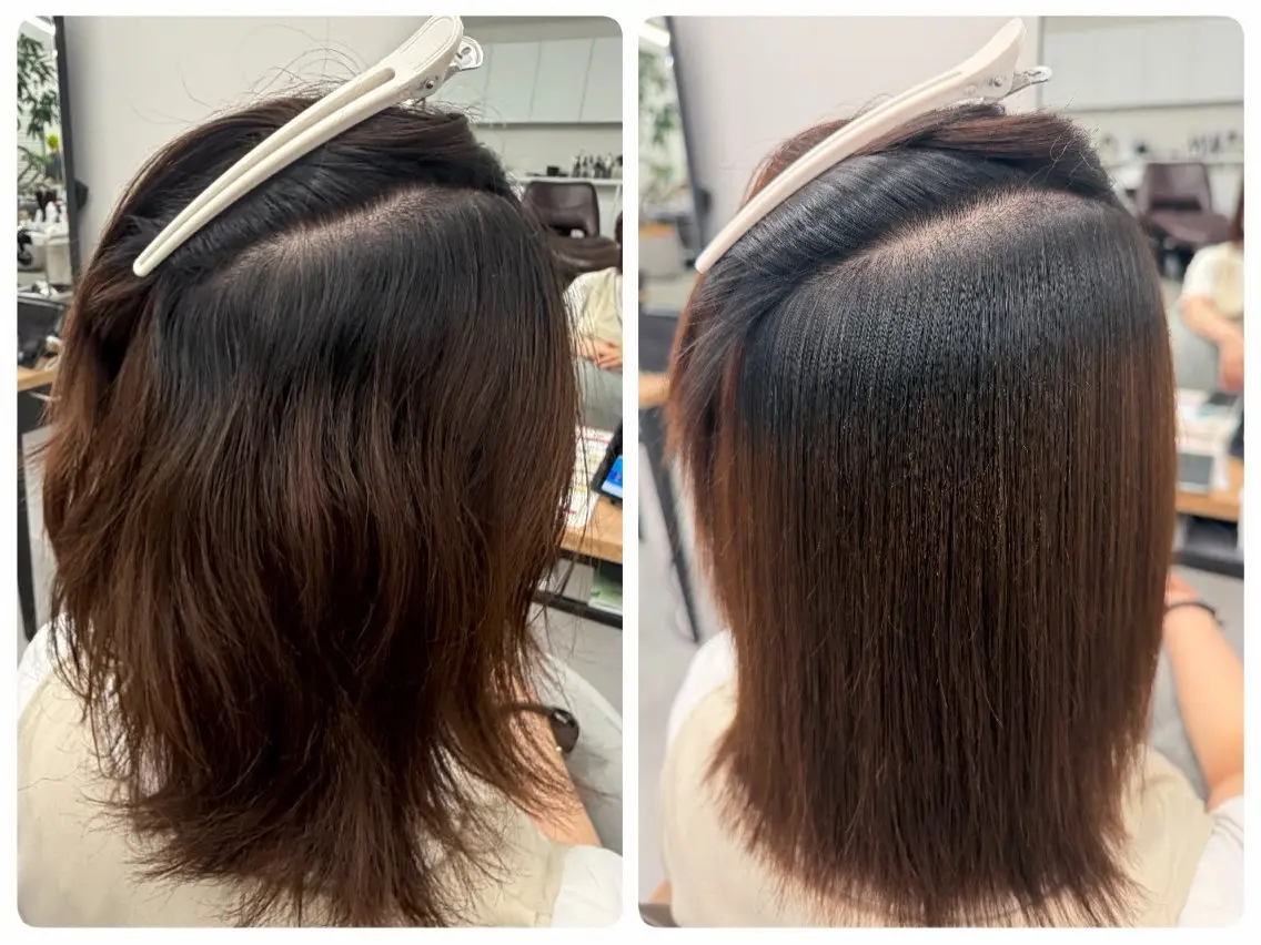 ミディアム 縮毛矯正 白鳥 リキのヘアスタイル