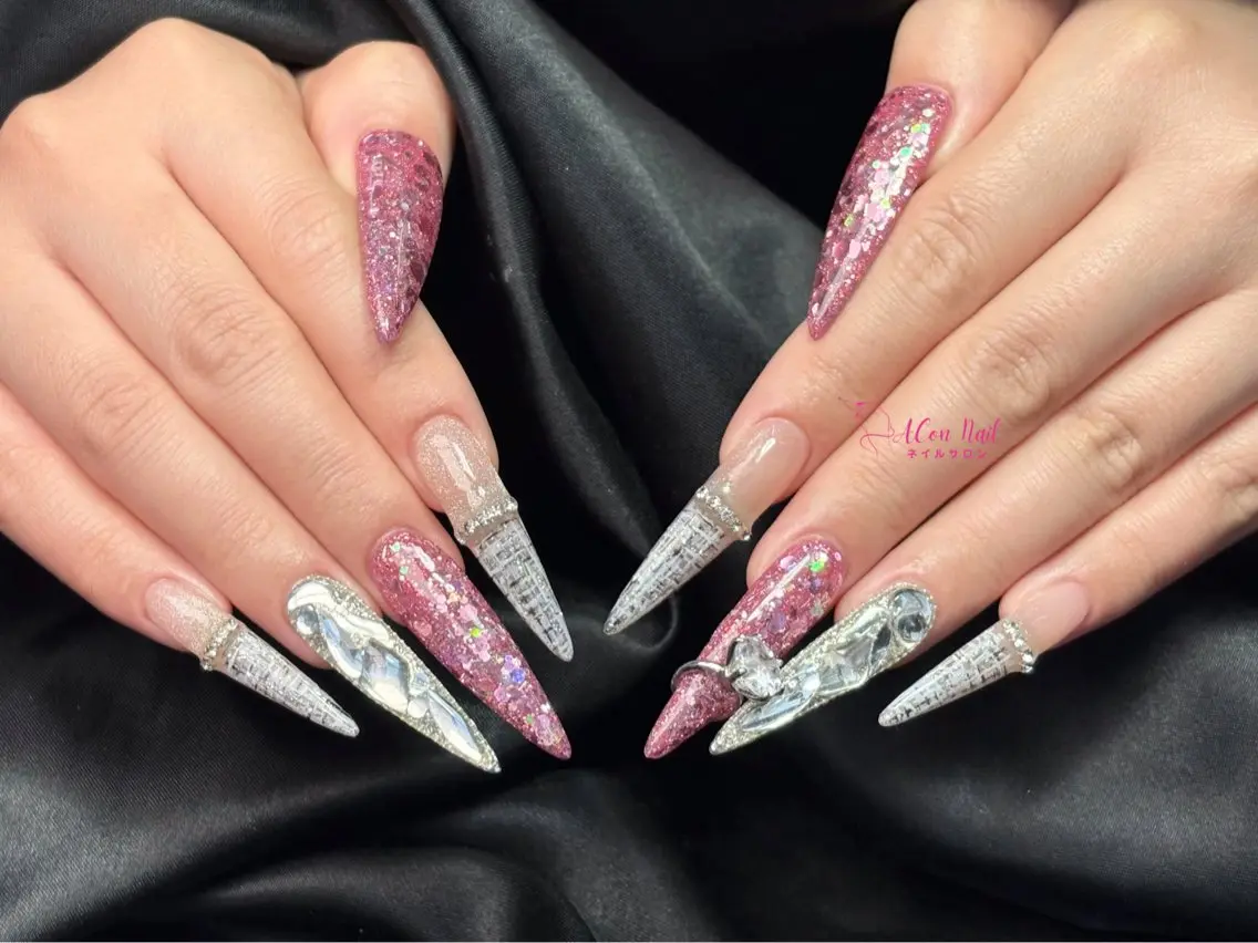 ネイル 桜ネイル 長さ出し フラワーネイル フレンチネイル ジェルネイル ハンドネイル ACon NailSalonのネイルデザイン