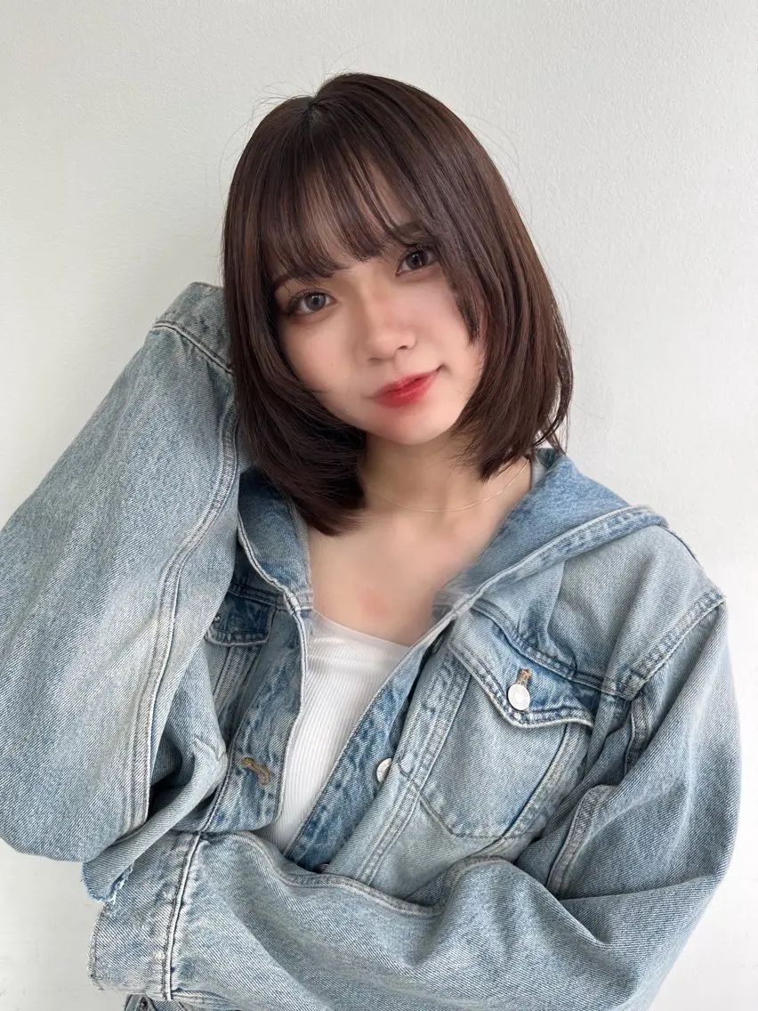 ミディアム カラー ブラウンカラー 盛れる顔周り✨韓国式 レイヤーkanatoのヘアスタイル