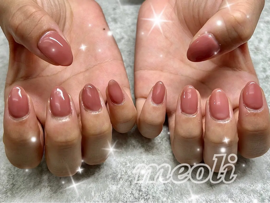 ネイル オフィスネイル オレンジ ピンク ハンドネイル nail salon meoli　アヤのネイルデザイン