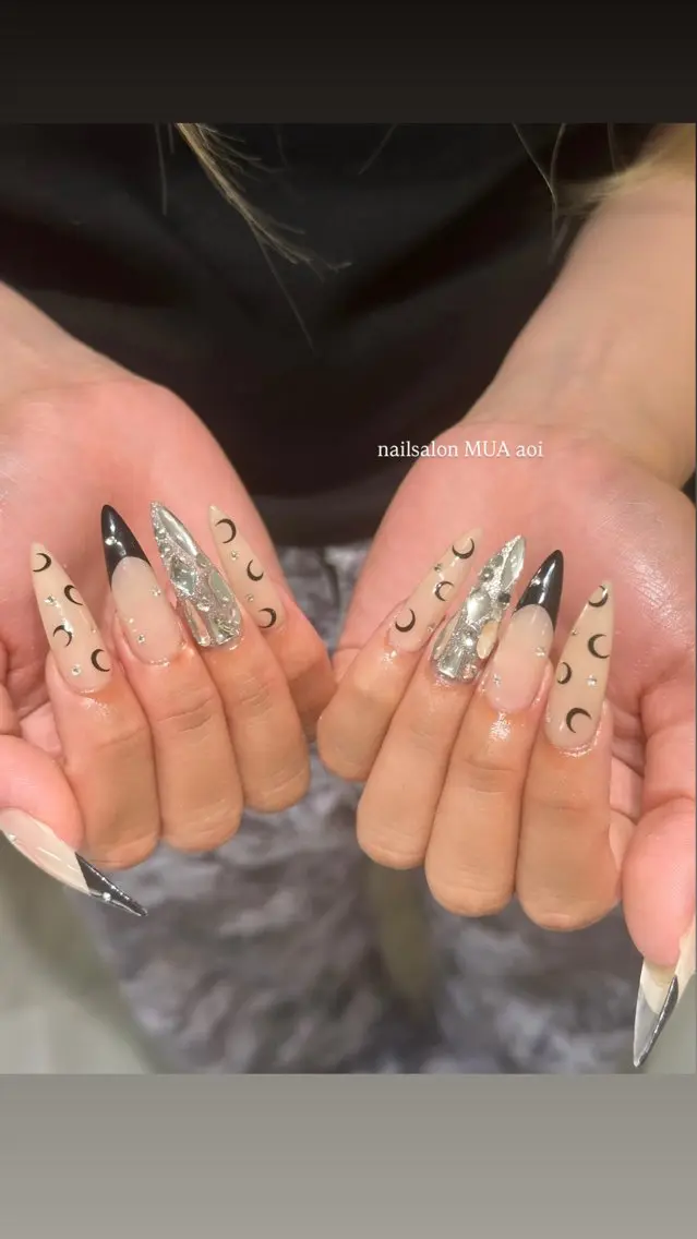 ネイル ロングネイル 持ち込み ハンドネイル MUA aoiのネイルデザイン