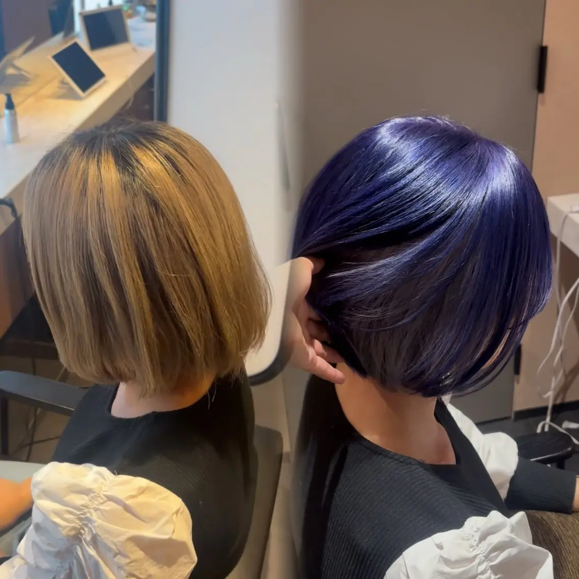 ミディアム ヘアカラー 【大阪】縮毛矯正×ハ イトーン✨のヘアスタイル