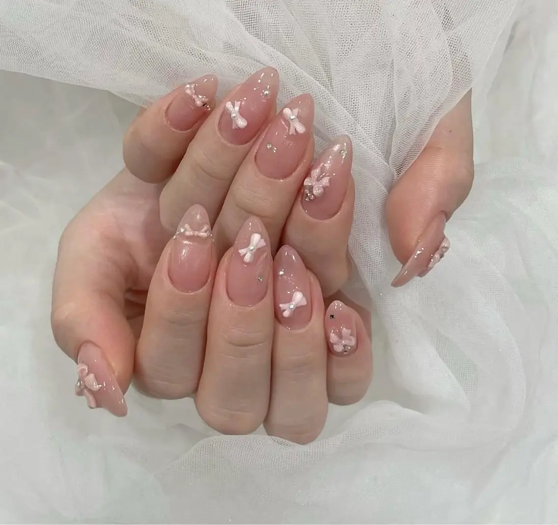 ネイル ハンドネイル 🎀PG🩵 ネイルサロンのネイルデザイン