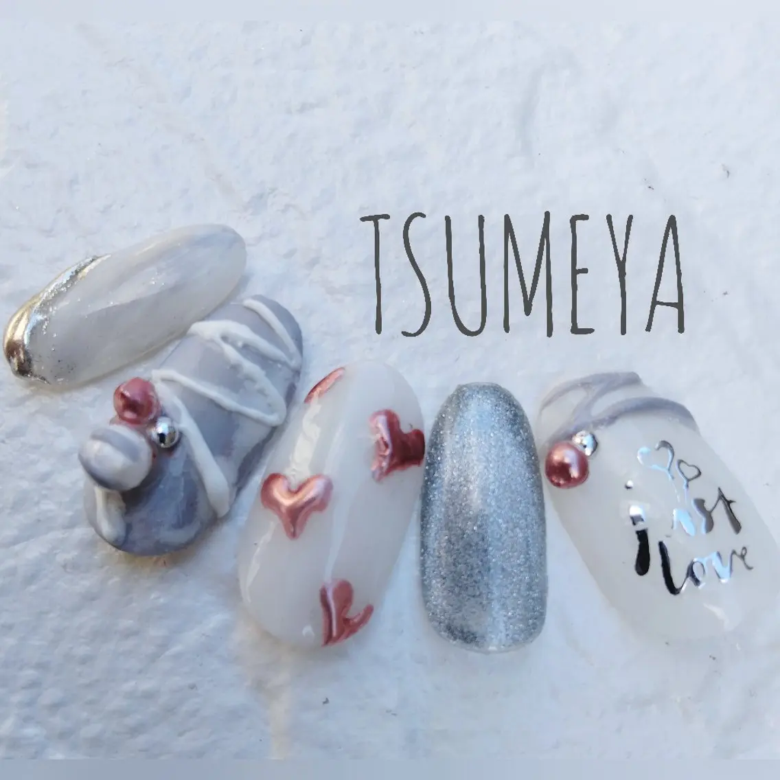 ネイル ハート バレンタイン ハンドネイル _TSUMEYA _のネイルデザイン