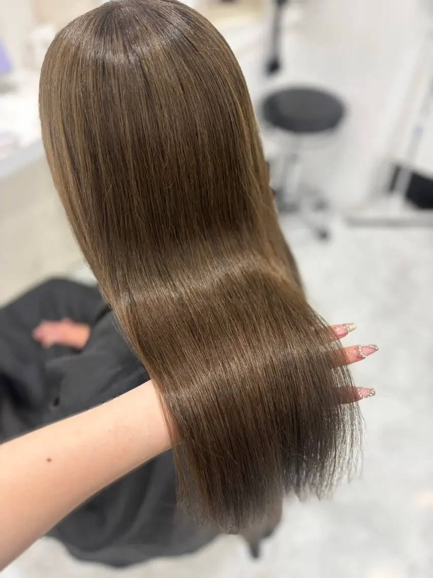 ロング ヘアカラー トリートメント ヘアセット 赤髪/ワインレッド/ 韓国系 まなかのヘアスタイル