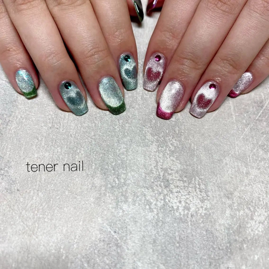 ネイル ハート マグネットネイル ハンドネイル テネルネイル tener nailのネイルデザイン