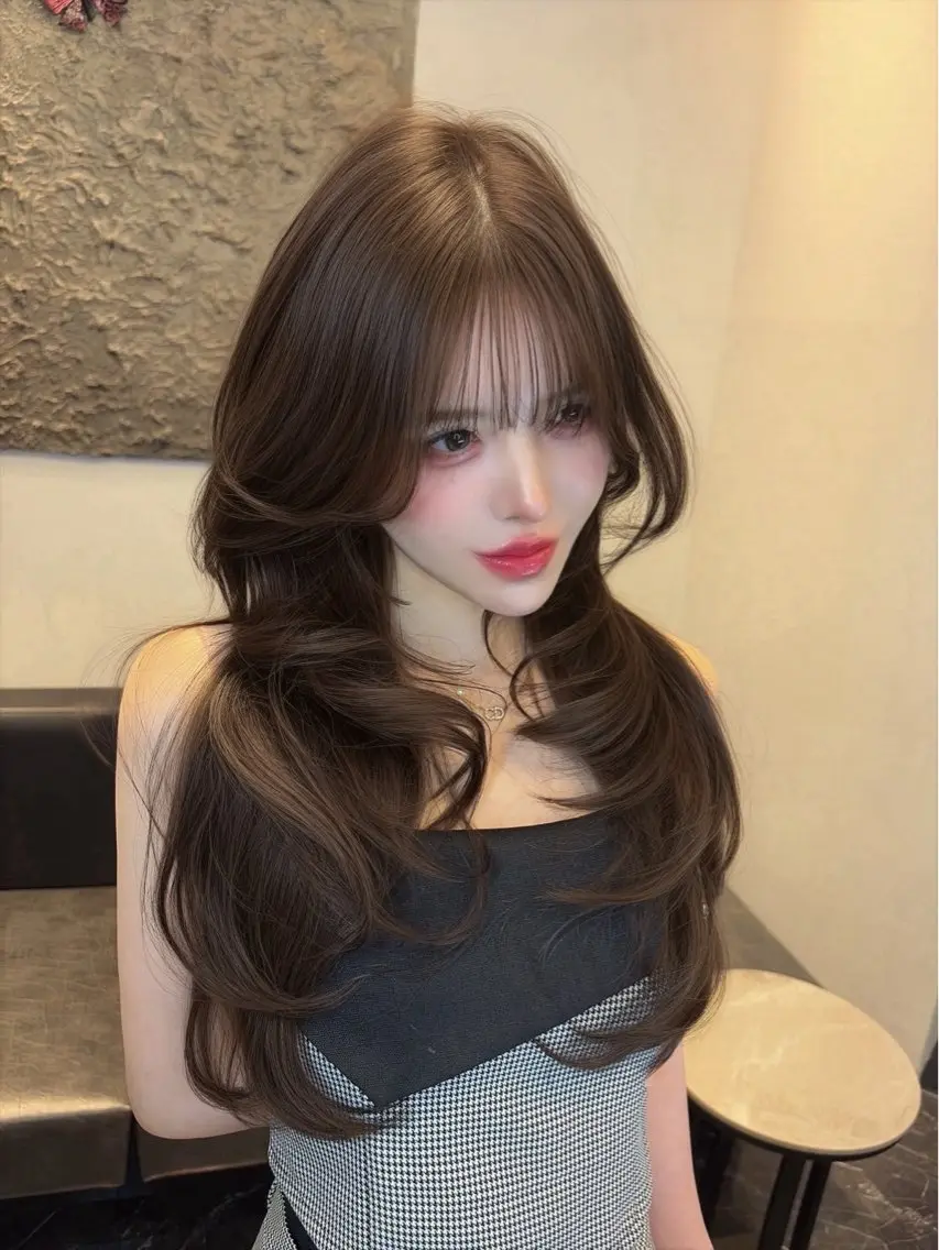ロング カット ヘアカラー トリートメント 海野翔吾🇨🇳 ワンホンレイヤーのヘアスタイル
