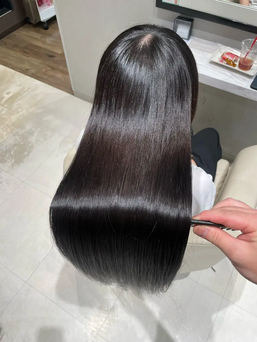 ロング パーマ カット 縮毛矯正 トリートメント k-twoたき✨艶感 カラー/美髪矯正のヘアスタイル