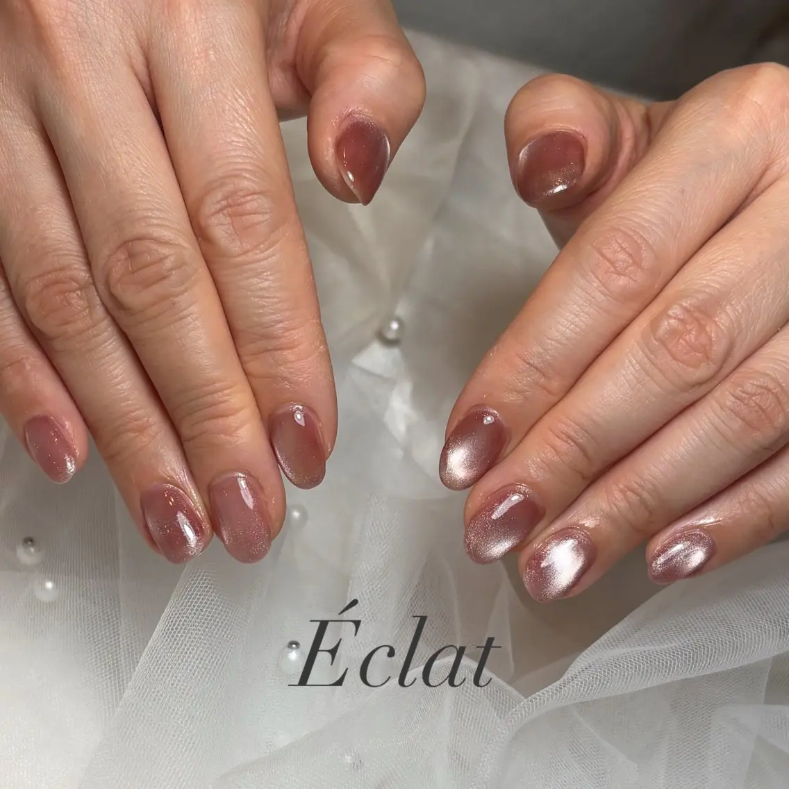 ネイル マグネットネイル 春ネイル ハンドネイル nail salon Éclatのネイルデザイン