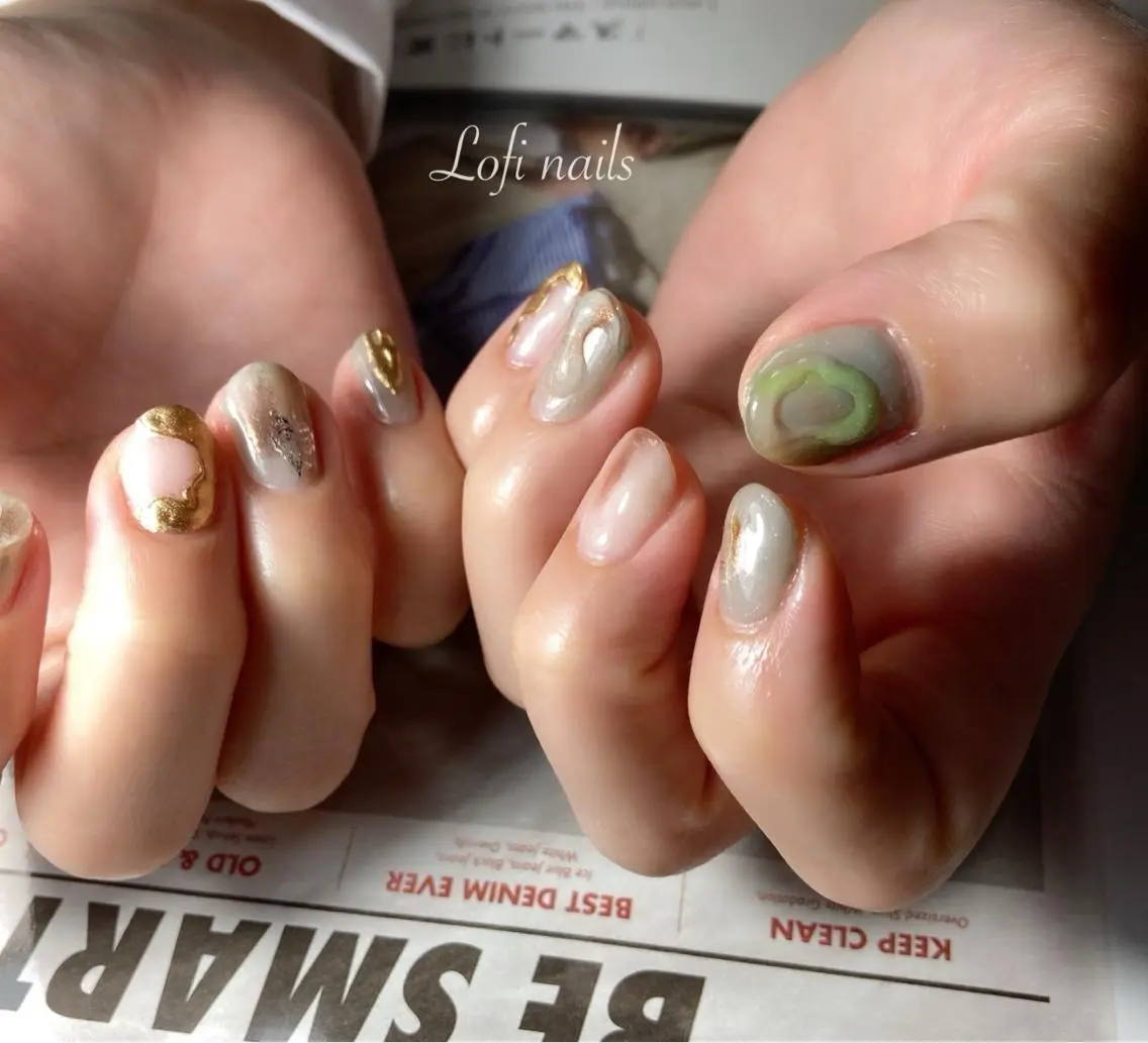 ネイル ミラーネイル ニュアンスネイル Lofi nails ゆきこのネイルデザイン