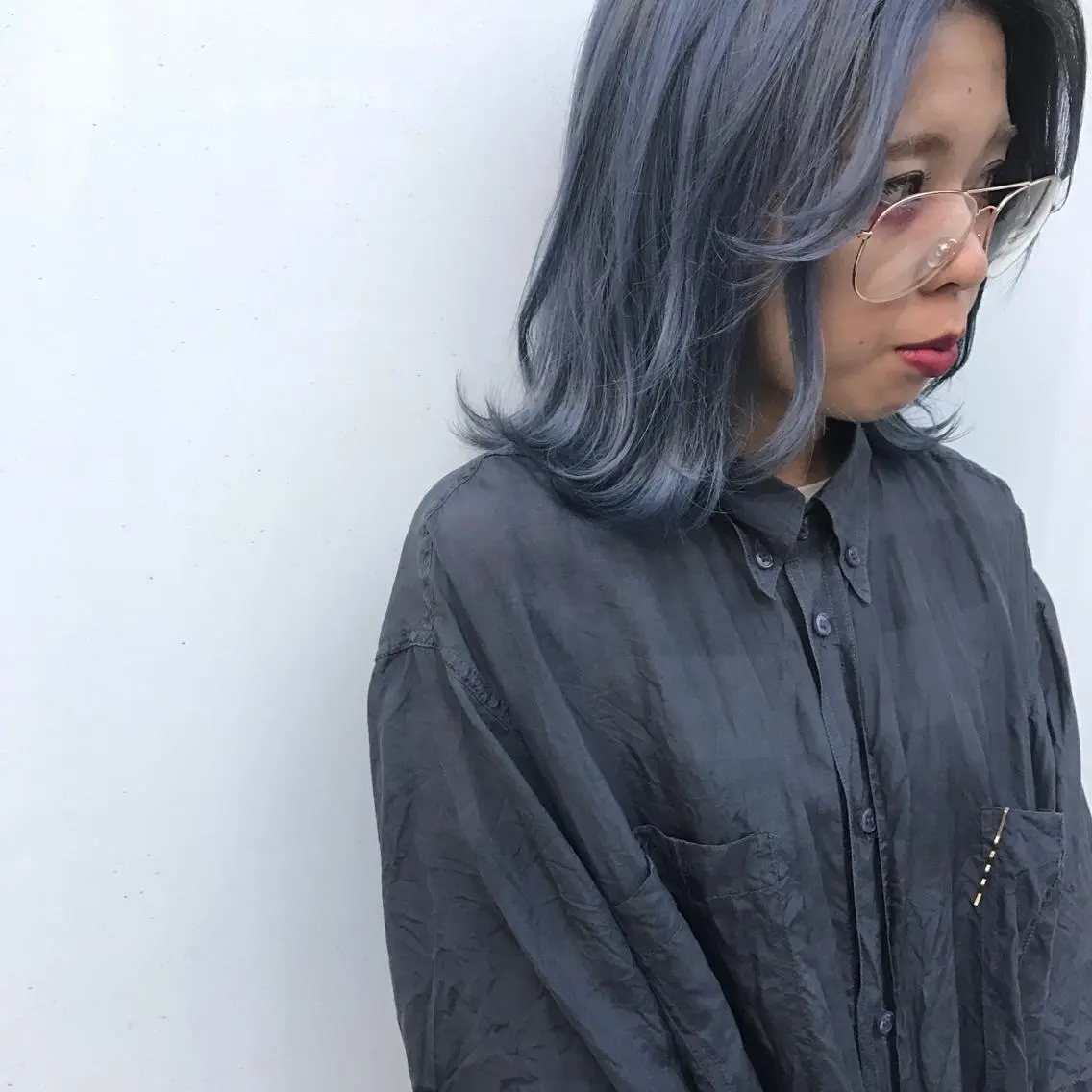 ミディアム カラー ブルーカラー ネイビーカラー chic.🍋 Kirariのヘアスタイル