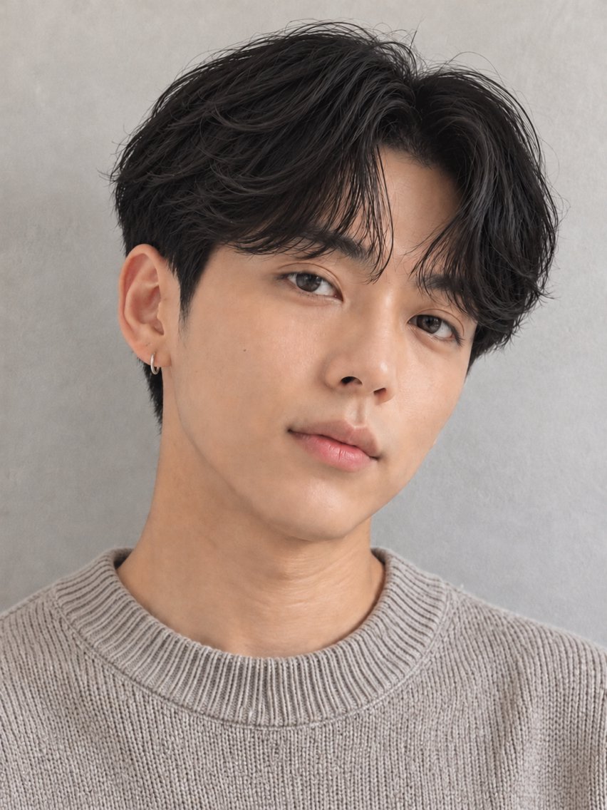 ショート パーマ メンズ ビジネス センターパート フェードカット フェザーパーマ メンズ韓国風 カット パーマ トリートメント ヘアセット メンズパーマ特化 TAKE新宿のヘアスタイル