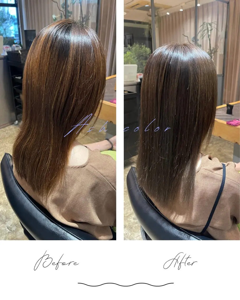 カラー アッシュ 透明感カラー カット ヘアカラー トリートメント 🌱ONE003🌱 原田涼香のヘアスタイル