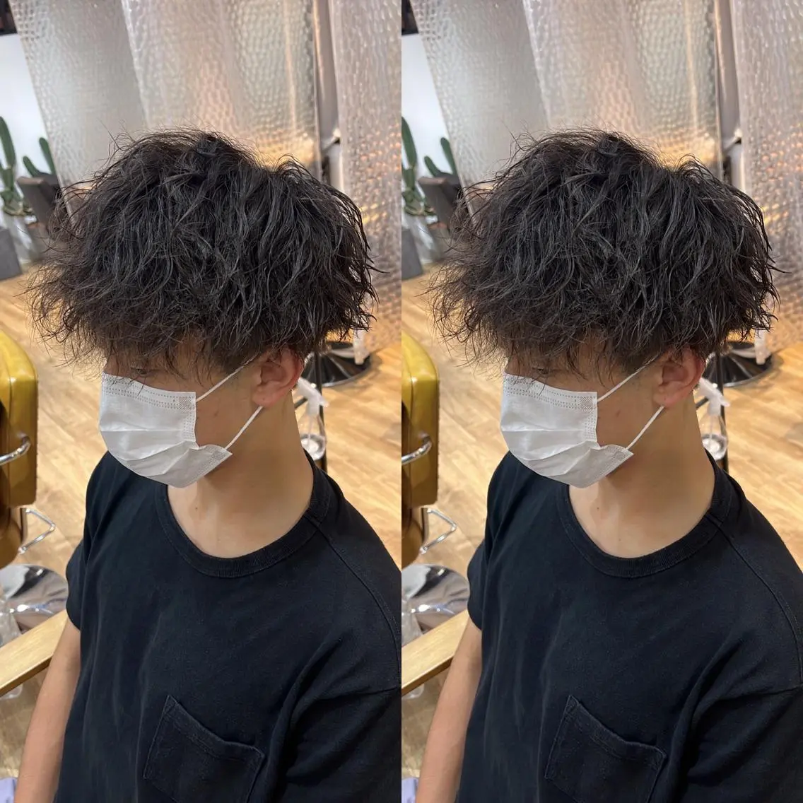 パーマ メンズ カット ヘアカラー パーマ センターパート ／植田のヘアスタイル