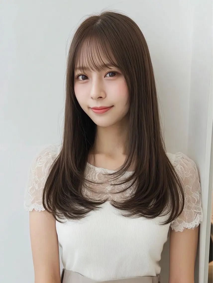 ロング ロングレイヤー レイヤーカット ロング カット 縮毛矯正 トリートメント Link mili ゆうすけのヘアスタイル
