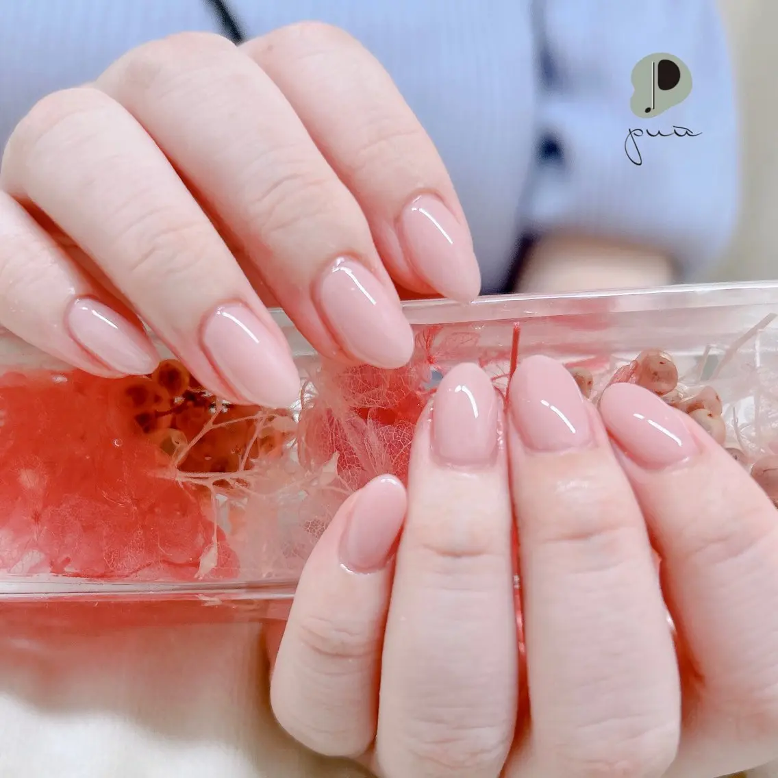 ネイル ジェルネイル ワンカラーネイル ピンク ハンドネイル Nail salon puu kyotoのネイルデザイン