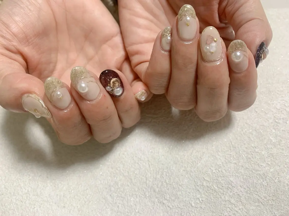 ネイル ジェルネイル キラキラネイル 韓国ネイル メンズネイル パラジェル kiki nail たまプラーザのネイルデザイン