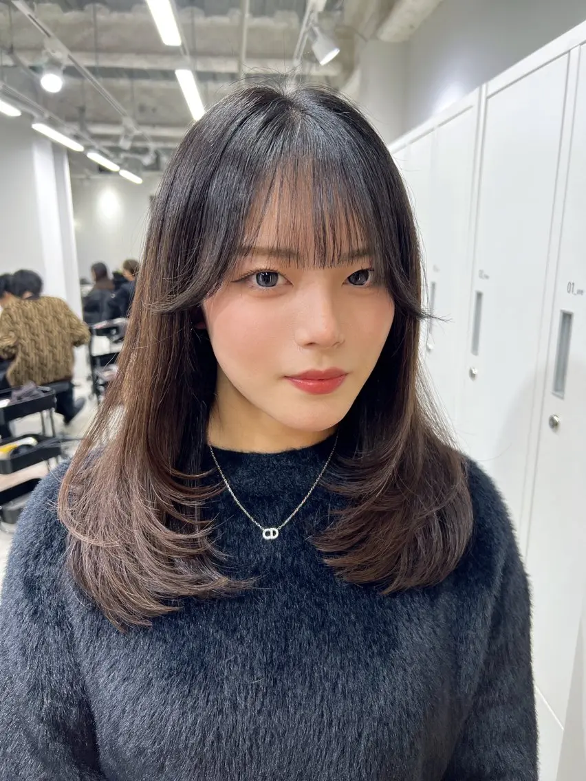 ミディアム カット ヘアカラー トリートメント maya🇰🇷韓国 レイヤー/顔まわりのヘアスタイル