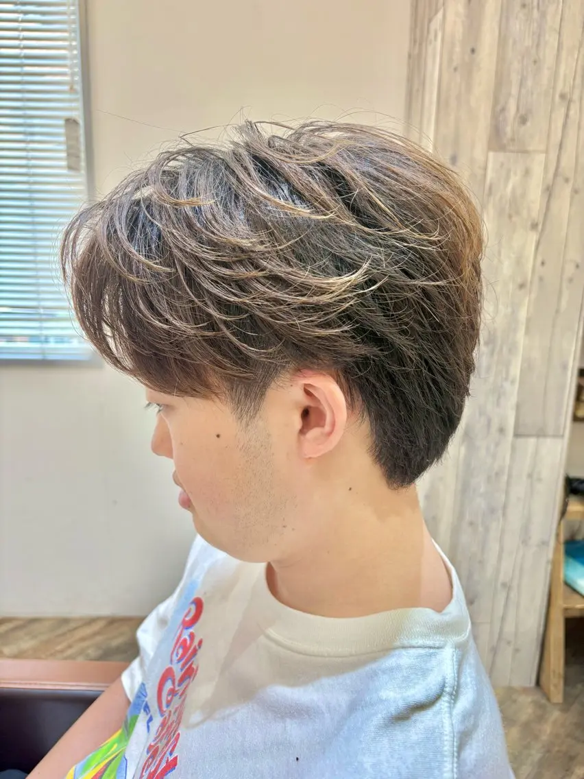 パーマ メンズ カット パーマ トリートメント 肥後 力のヘアスタイル