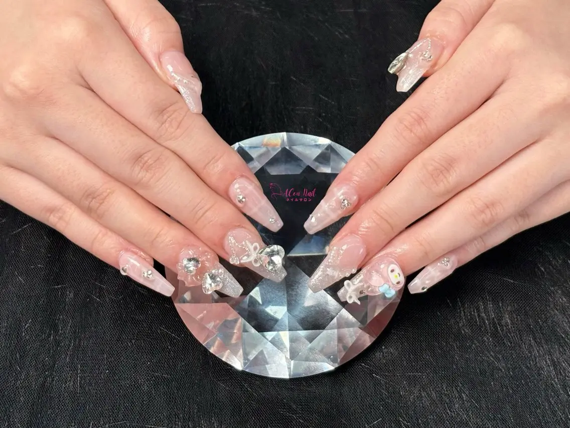 ネイル 桜ネイル 長さ出し フラワーネイル フレンチネイル ジェルネイル ハンドネイル ACon NailSalonのネイルデザイン