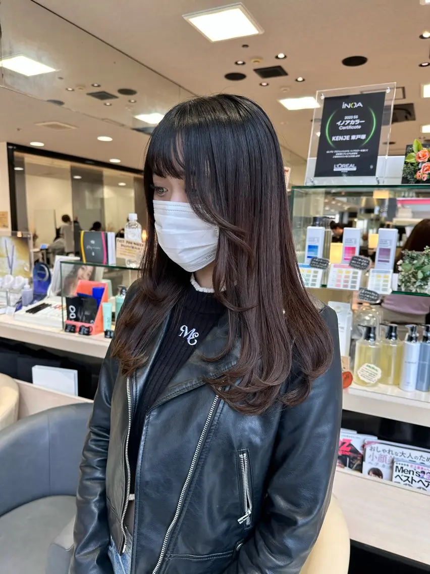 ロング ロングレイヤー レイヤーカット ロング クロスパーマ/うる艶 カラー/Kurumiのヘアスタイル