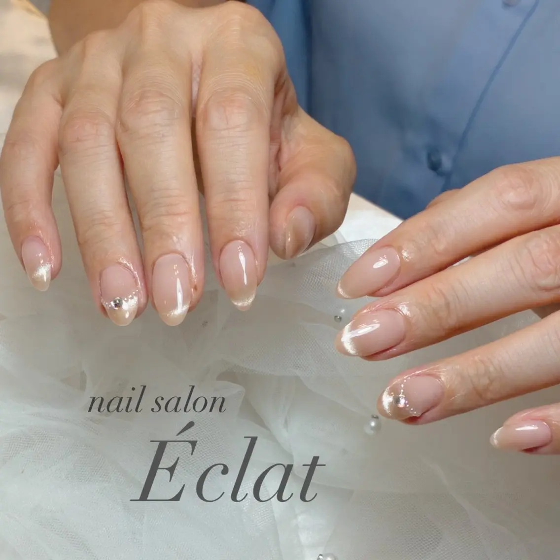 ネイル アートネイル フレンチネイル マグネットネイル マグネットフレンチ シンプルネイル ハンドネイル nail salon Éclatのネイルデザイン