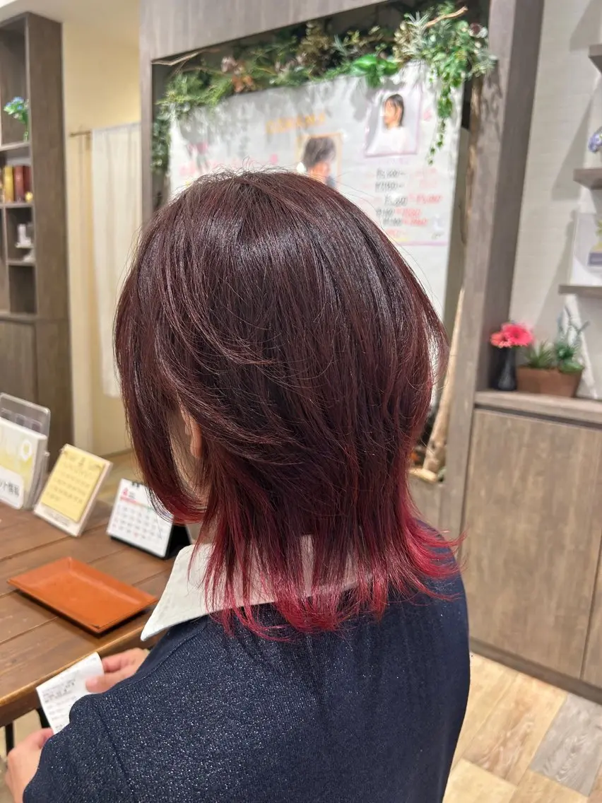 ミディアム ピンクブラウン 松永 凜のヘアスタイル